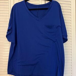 Blue V-Neck Women's Top